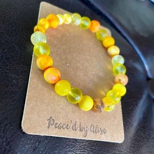 NEW jade & agate stones stretch bracelet custom PeacedbyAlise fun unisex 0217b